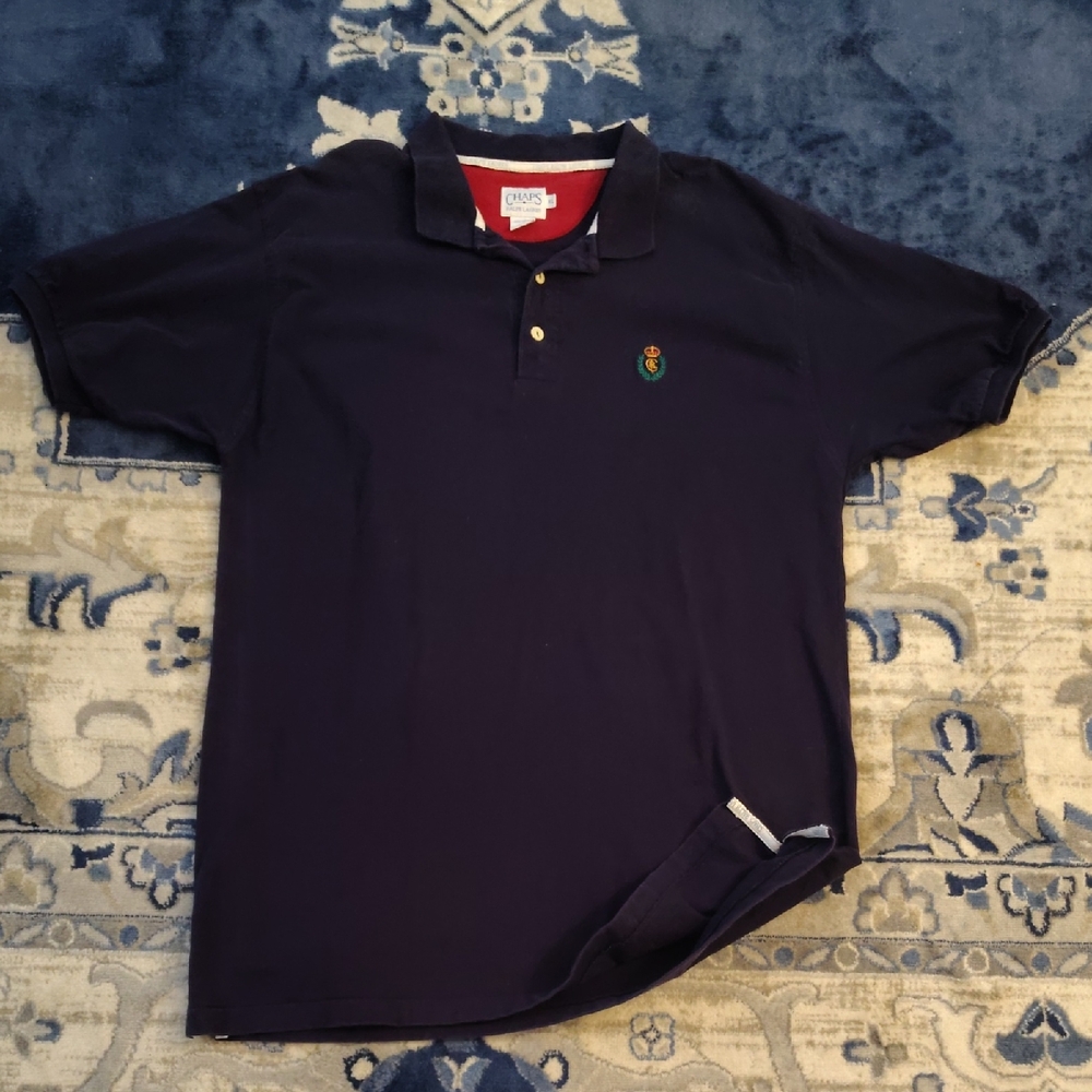 Vintage Chaps Ralph Lauren Dark Blue Polo Crescent Shirt